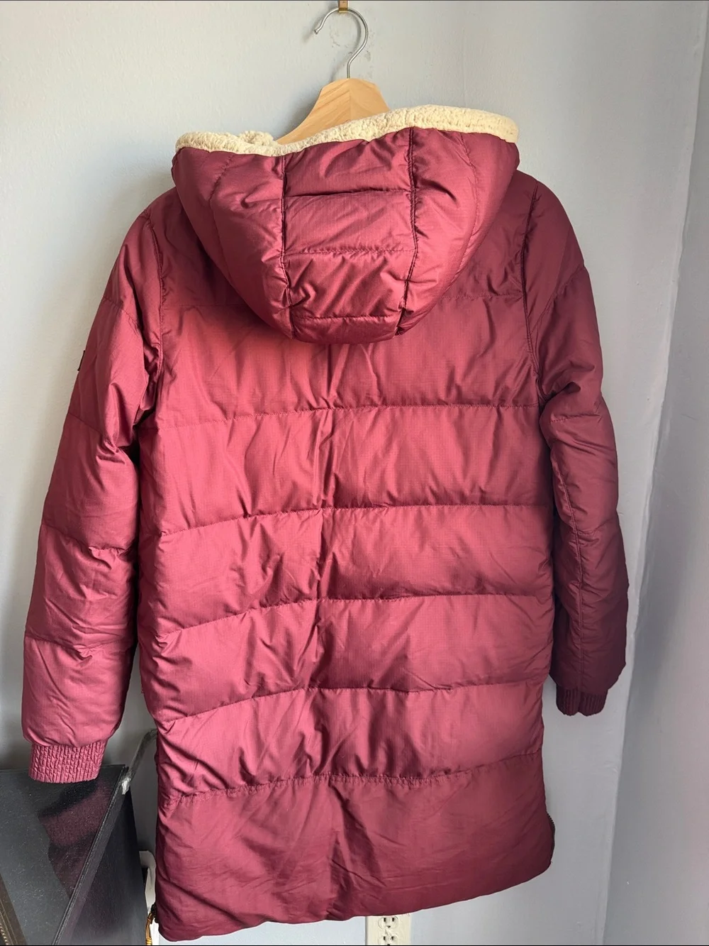 Women's L.L.Bean Mountain Classic Sherpa-Lined Down Coat-Burgundy Red